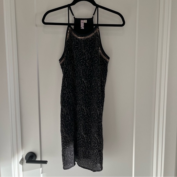 Alya Black Beaded Shift Mini Dress - Picture 2 of 5